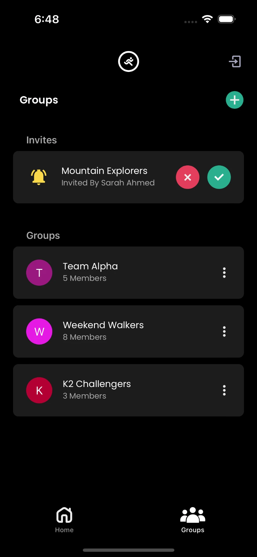 Groups, invites and challenges