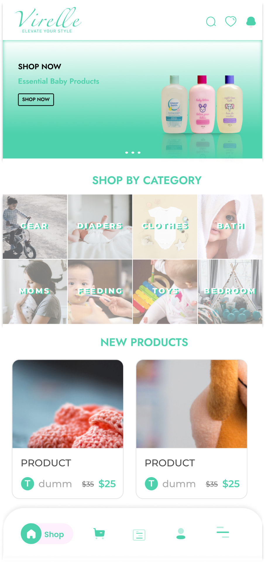 Home — categories and new products