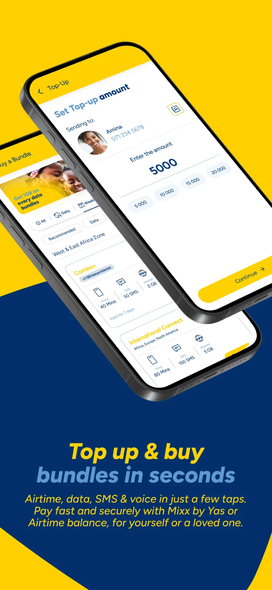 Top up & buy bundles in seconds