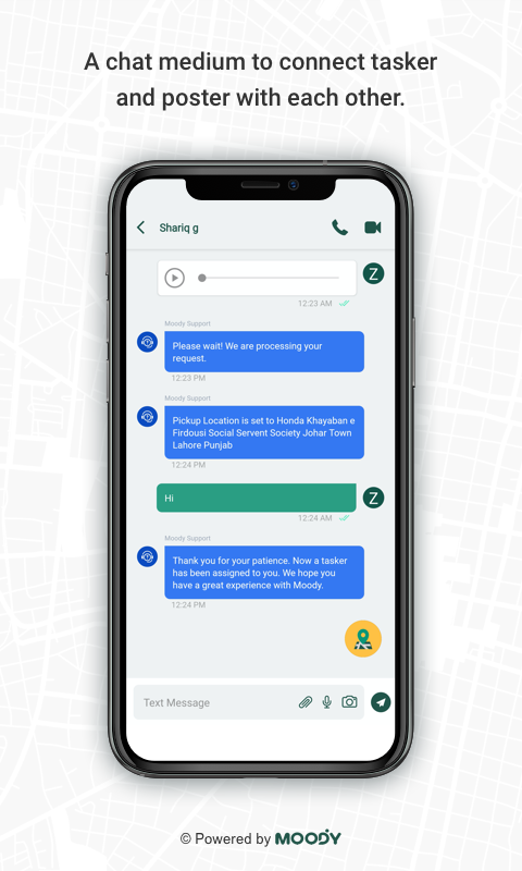 In-app chat between tasker and poster