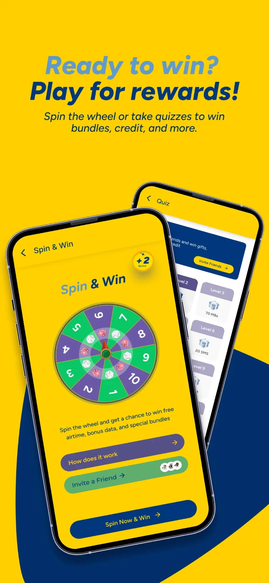 Spin & Win, quizzes and rewards