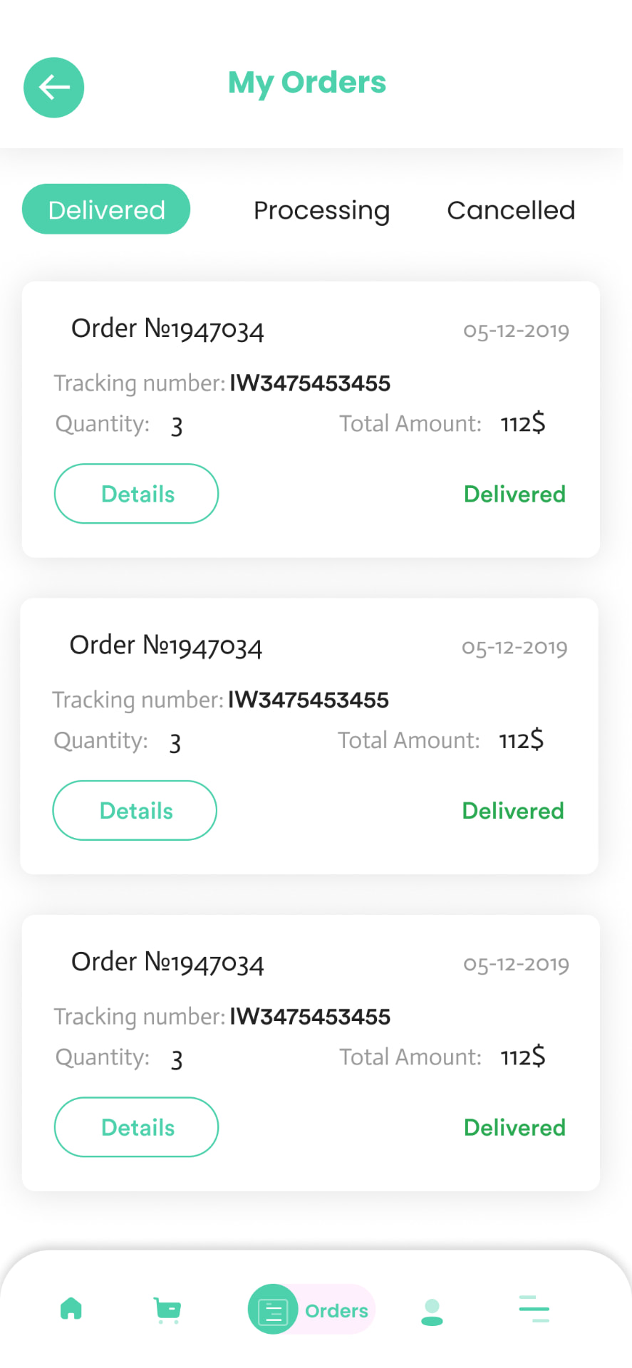 Order history and tracking