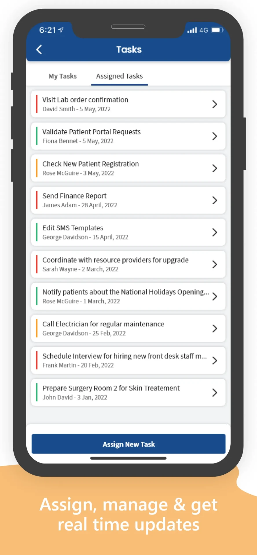 Tasks — assign, manage, real-time updates